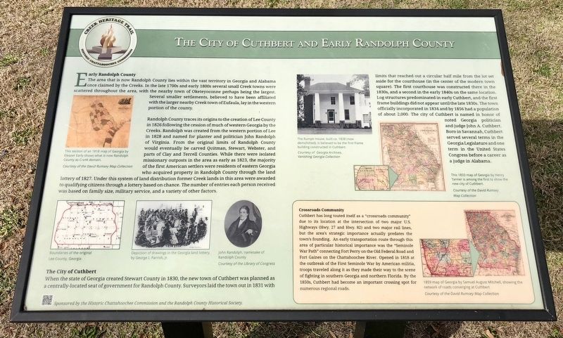 The City of Cuthbert and Early Randolph County Marker image. Click for full size.