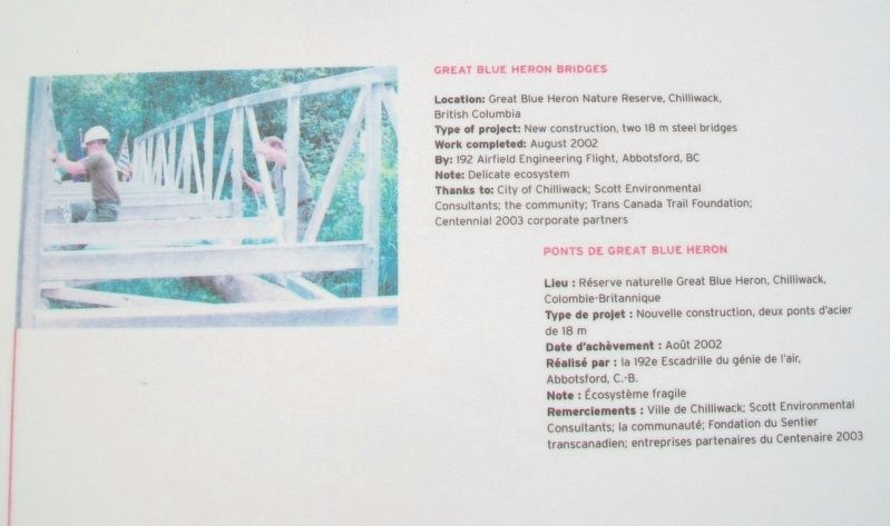 "Bridges for Canada"/ Ponts pour le Canada  Great Blue Heron Bridges Marker image. Click for full size.