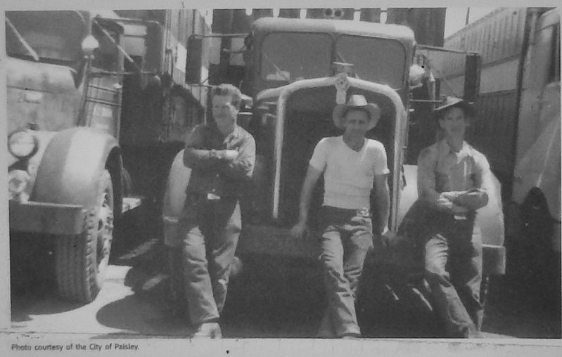 Marker detail: Cattle trucks (<i>photo circa 1960s</i>) image. Click for full size.