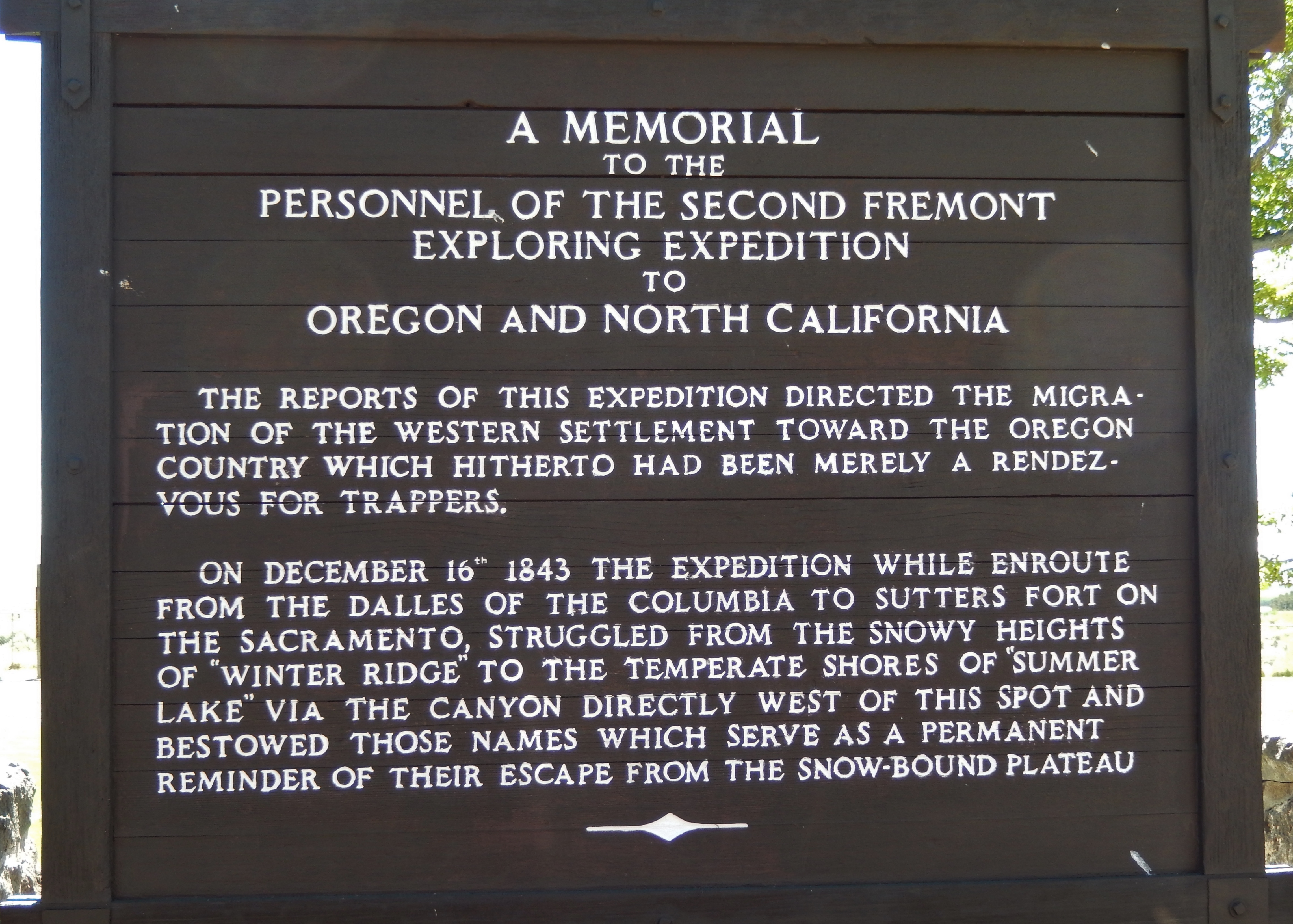 Fremont Memorial Marker (<i>side 1</i>)