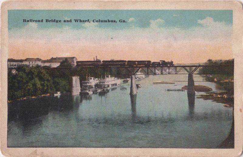 <i>Railroad Bridge and Wharf, Columbus, Ga.</i> image. Click for full size.