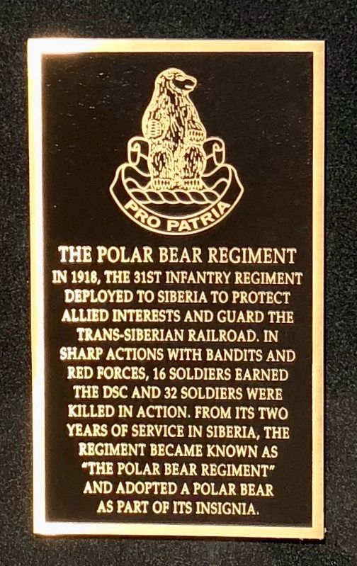 The Polar Bear Regiment Memorial (front) image. Click for full size.