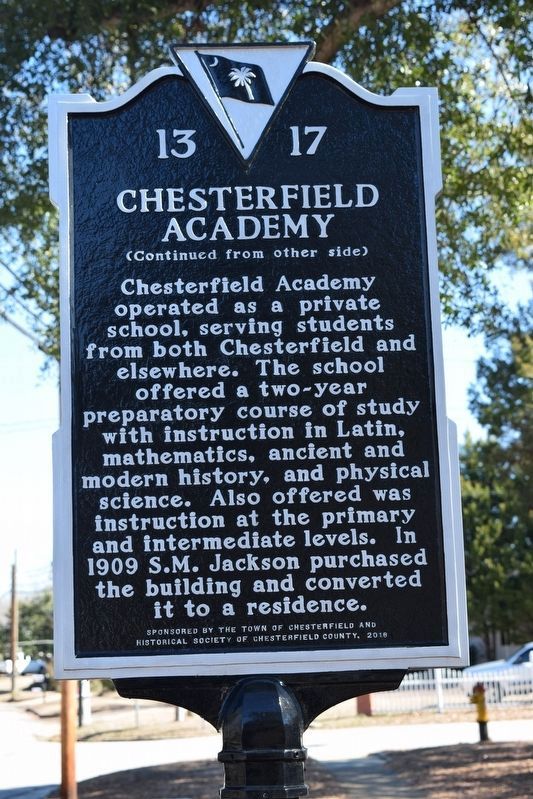 Chesterfield Academy Marker (back) image. Click for full size.