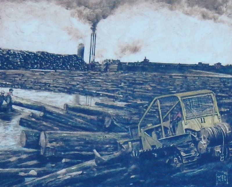 Marker detail: Logs are dumped into the mill pond image. Click for full size.