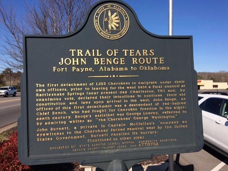 Trail of Tears Marker (side 1) image. Click for full size.