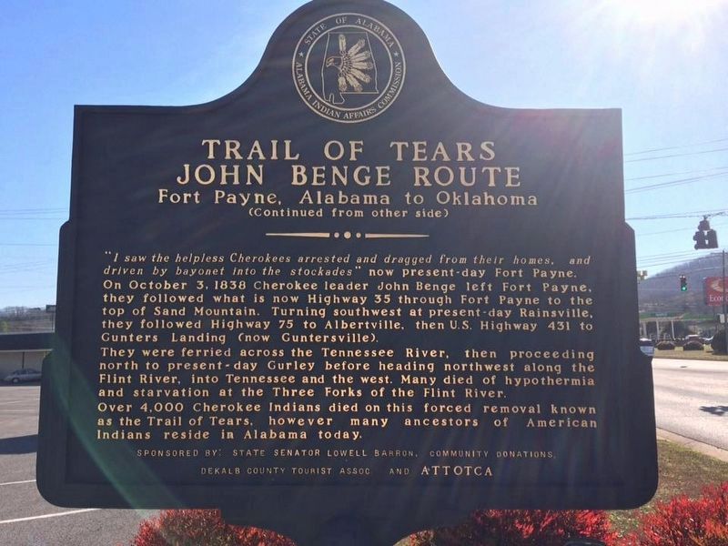 Trail of Tears Marker (side 2) image. Click for full size.