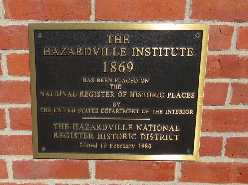 The Hazardville Institute Marker. Click for more information. The Hazardville Institute Marker image. Click for more information.