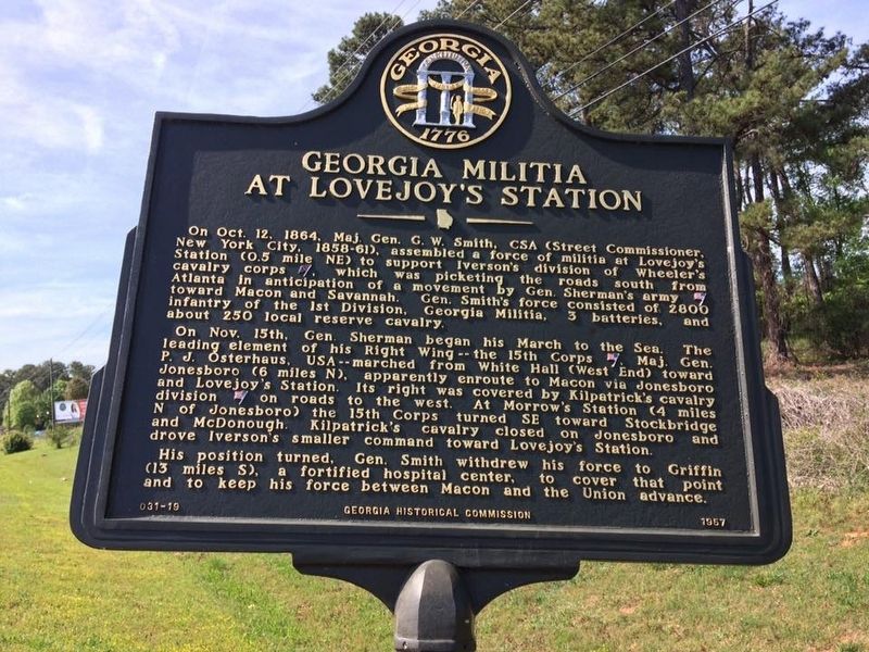 Georgia Militia at Lovejoy's Station Marker image. Click for full size.