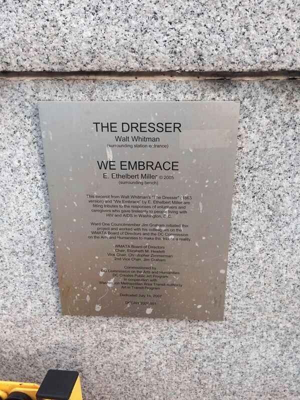 Excerpt from Walt Whitman's “The Dresser” (1865 version) and “We Embrace” by E. Ethelbert Miller. Click for full size. Excerpt from Walt Whitman's “The Dresser” (1865 version) and “We Embrace” by E. Ethelbert Miller image. Click for full size.