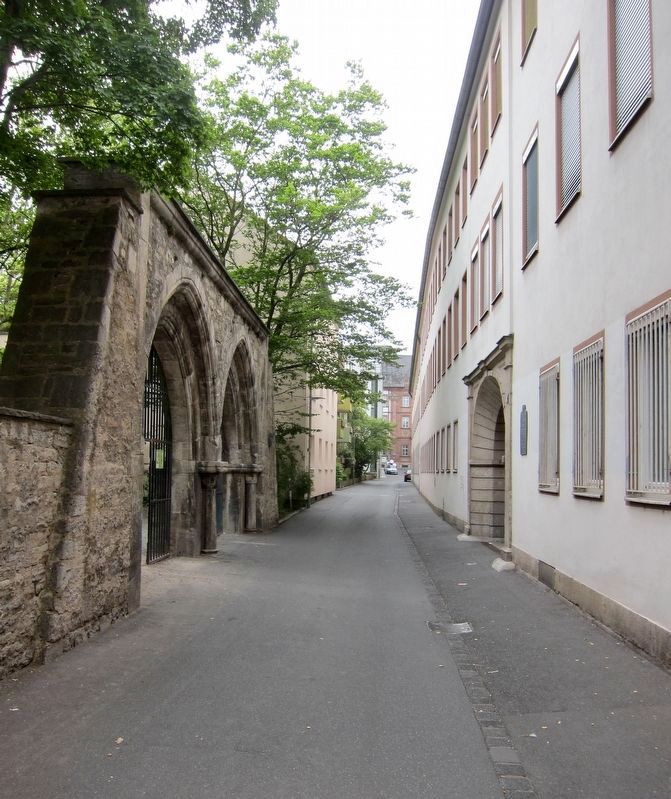 Early Gothic Double-Gate Structure and Marker - Wide view, looking south on Bibrastrasse image. Click for full size.