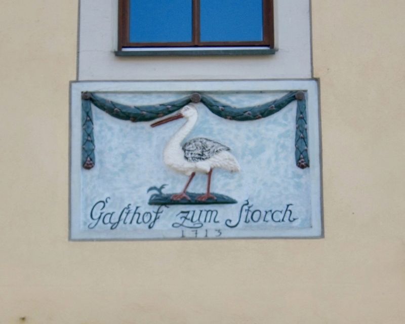 Sign above doorway: <i>Gasthof zum Storch</i> (Inn at "The Stork") image. Click for full size.
