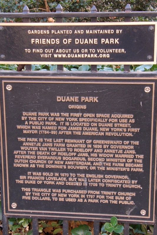 Duane Park Marker image. Click for full size.