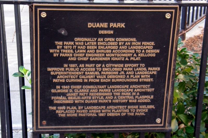 Duane Park Marker. Click for full size. Duane Park Marker image. Click for full size.