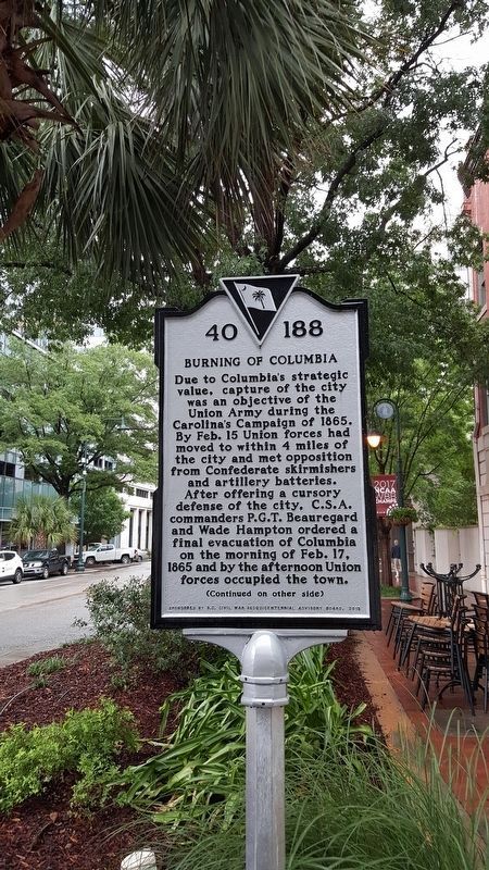 Burning Of Columbia Marker (side 1) image. Click for full size.