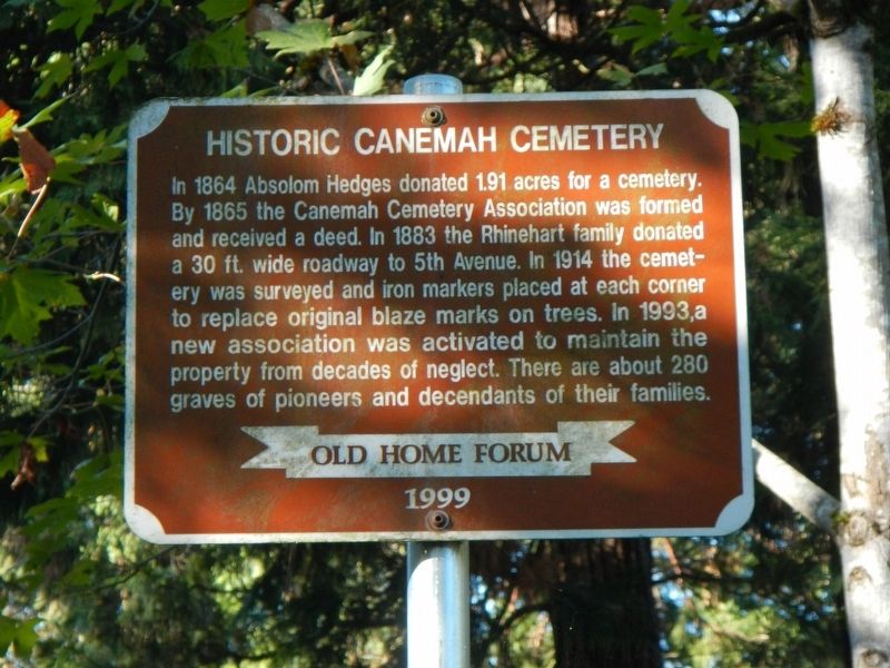 Historic Canemah Cemetery Marker image. Click for full size.