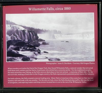 Willamette Falls, circa 1880 Marker image. Click for full size.