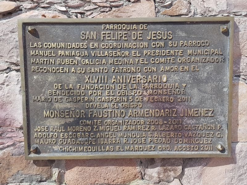 The Parish of Saint Philip of Jesus Marker. Click for full size. The Parish of Saint Philip of Jesus Marker image. Click for full size.