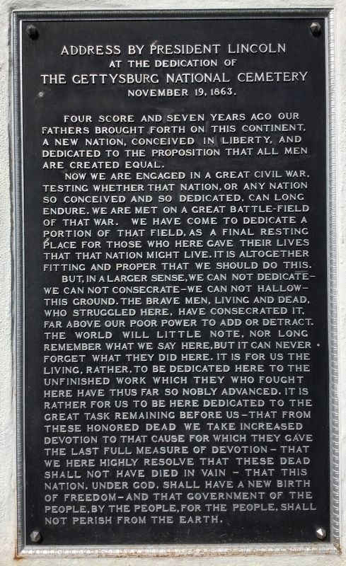 Address by President Lincoln Marker image. Click for full size.