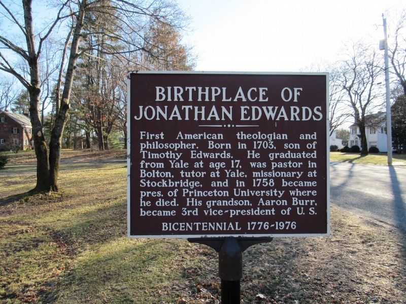 Birthplace of Jonathan Edwards Marker image. Click for full size.