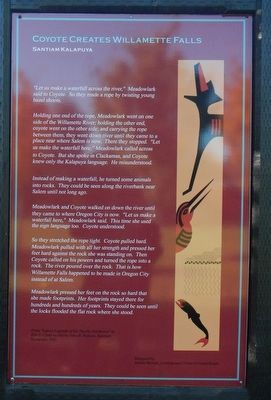 Coyote Creates Willamette Falls Marker. Click for full size. Coyote Creates Willamette Falls Marker image. Click for full size.