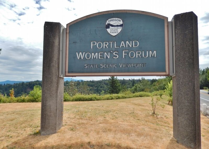 Portland Women's Forum sign (<i>sign on highway near marker</i>) image. Click for full size.