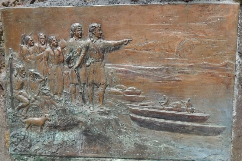 Marker detail: Lewis & Clark (<i>other side of boulder</i>). Click for full size. Marker detail: Lewis & Clark (<i>other side of boulder</i>) image. Click for full size.