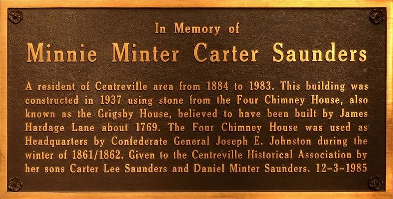 Minnie Minter Carter Saunders Marker image. Click for full size.