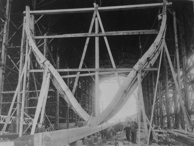 Marker detail: Ship under construction, 1918 image. Click for full size.