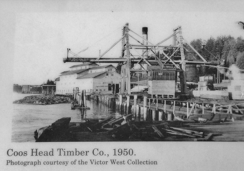 Marker detail: Coos Head Timber Co. 1950 image. Click for full size.