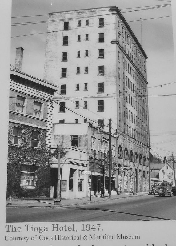 Marker detail: The Tioga Hotel, 1947 image. Click for full size.