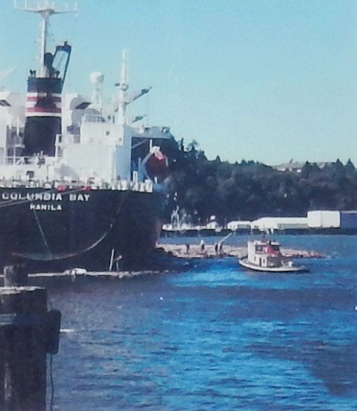 Marker detail: Ship <i>M/V Columbia Bay</i> at dock. Click for full size. Marker detail: Ship <i>M/V Columbia Bay</i> at dock image. Click for full size.