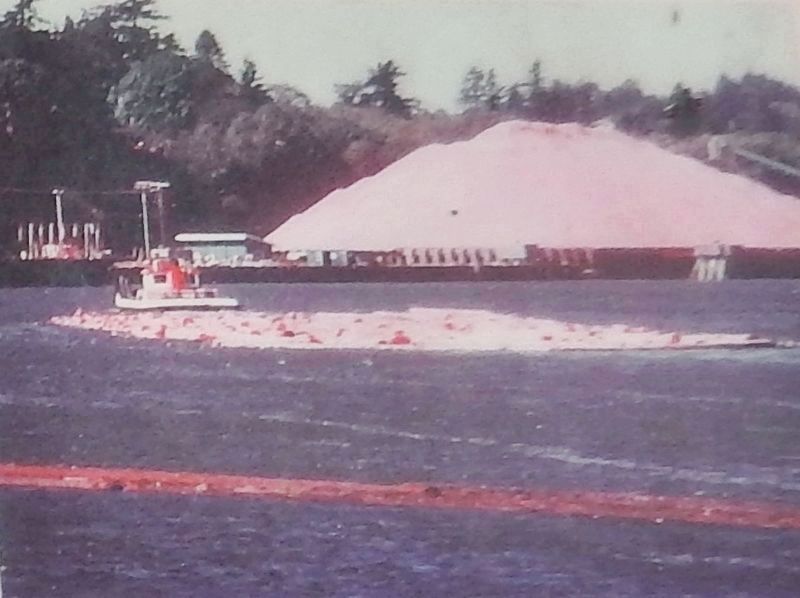 Marker detail: Ocean-going tug towing barges across the Coos Bay bar. Click for full size. Marker detail: Ocean-going tug towing barges across the Coos Bay bar image. Click for full size.