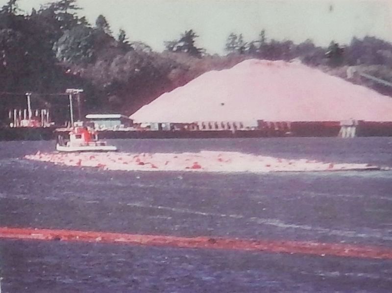 Marker detail: Ocean-going tug towing barges across the Coos Bay bar image. Click for full size.