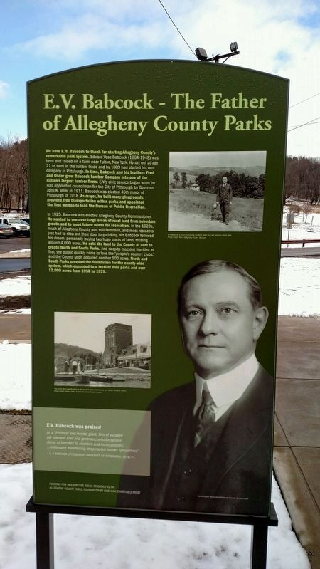 E.V. Babcock-The Father of Allegheny County Parks Marker image. Click for full size.