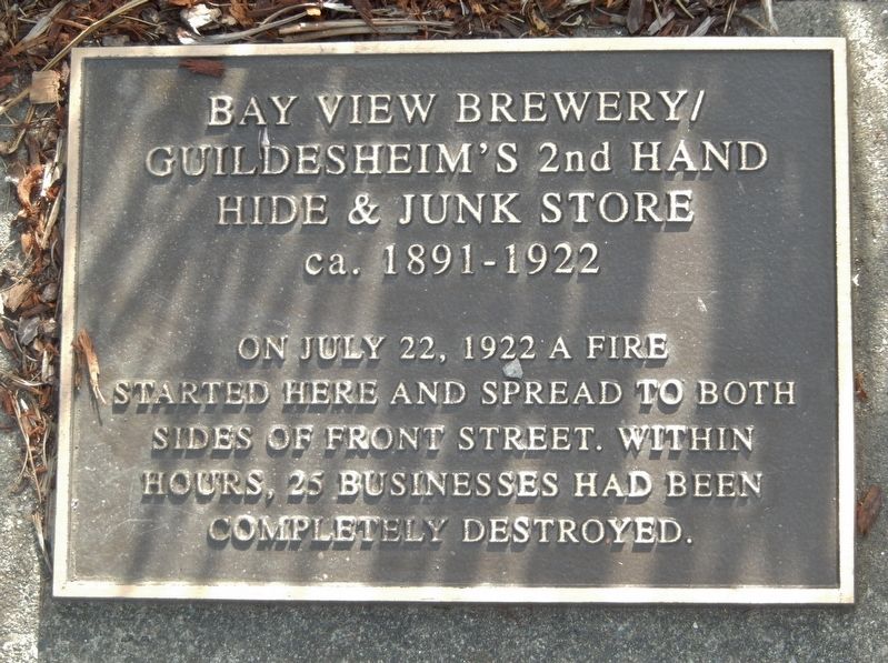Bay View Brewery / Guildesheim's 2nd Hand Hide & Junk Store Marker. Click for full size. Bay View Brewery / Guildesheim's 2nd Hand Hide & Junk Store Marker image. Click for full size.