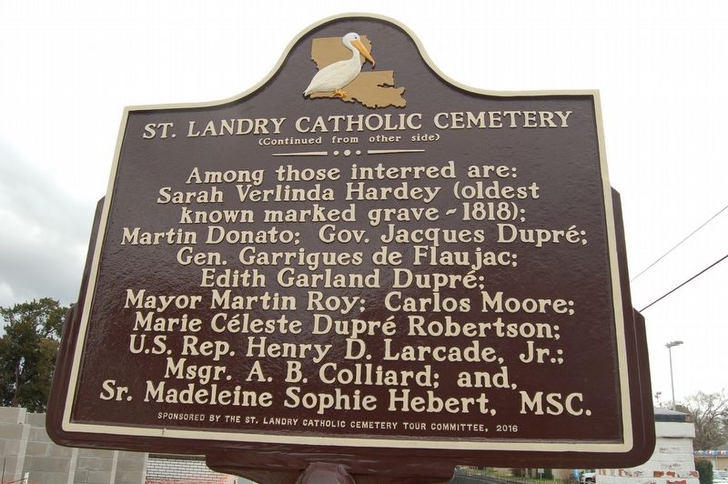 St. Landry Catholic Cemetery Marker. Click for full size. St. Landry Catholic Cemetery Marker image. Click for full size.
