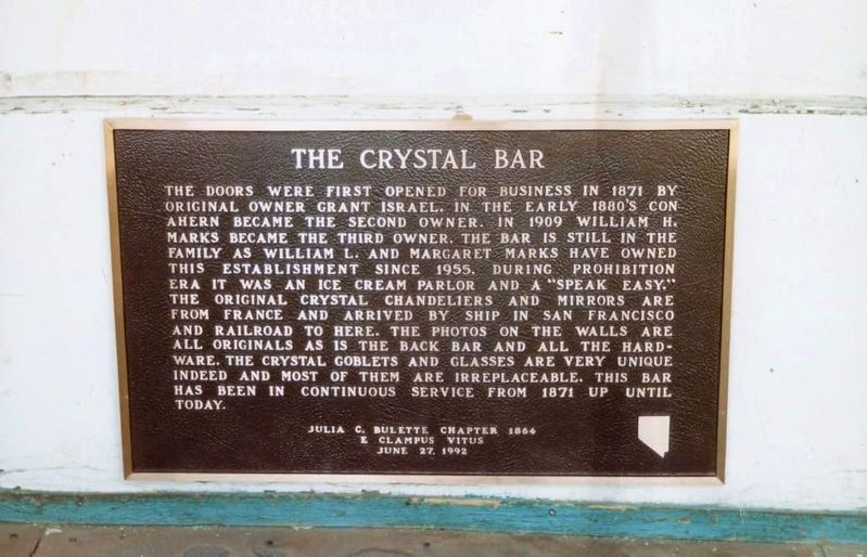 The Crystal Bar Marker <i>(When the marker was mounted to the building.)</i> image. Click for full size.
