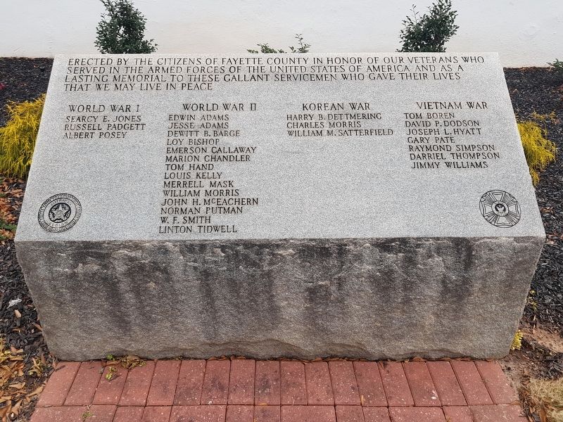 Fayette County Veterans Memorial Marker. Click for full size. Fayette County Veterans Memorial Marker image. Click for full size.