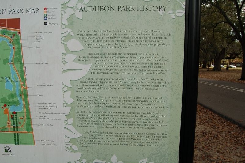 Audubon Park History Marker. Click for full size. Audubon Park History Marker image. Click for full size.