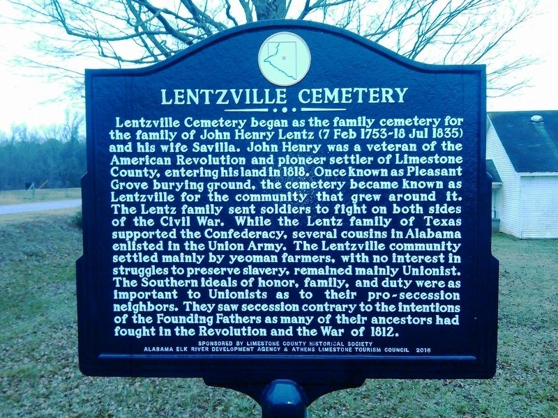 Lentzville Cemetery Marker image. Click for full size.