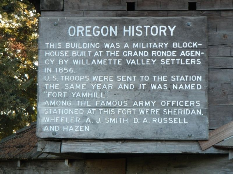Yamhill Blockhouse Marker, panel 1 image. Click for full size.