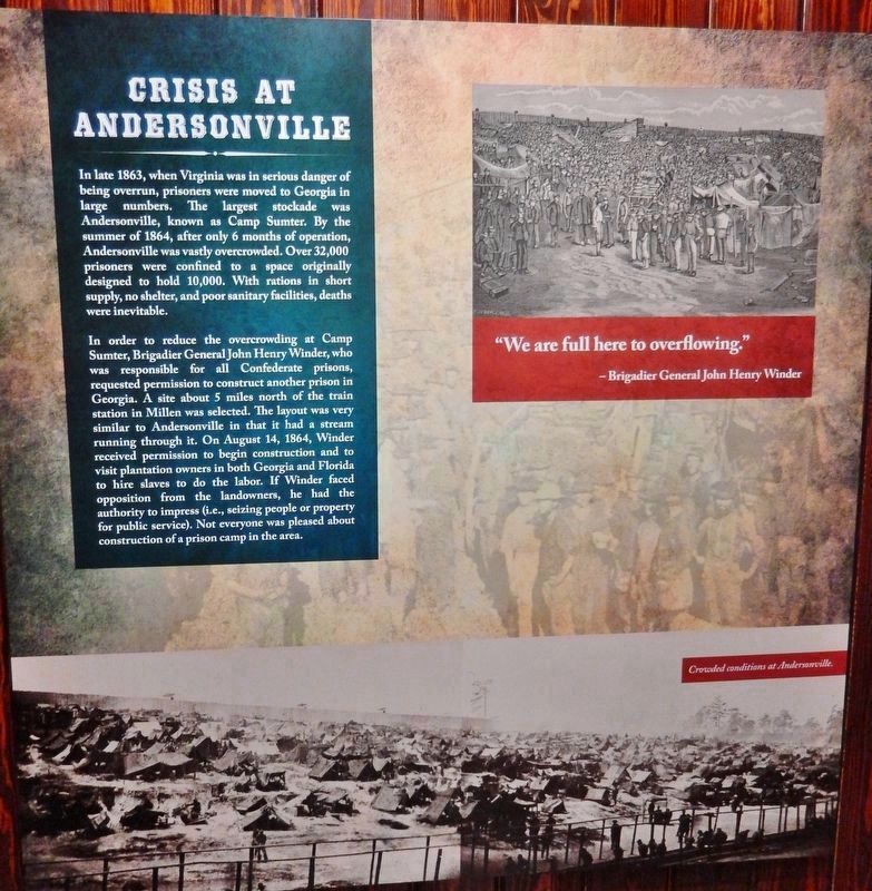 Crisis At Andersonville (<i>interpretive plaque inside Camp Lawton Museum</i>) image. Click for full size.