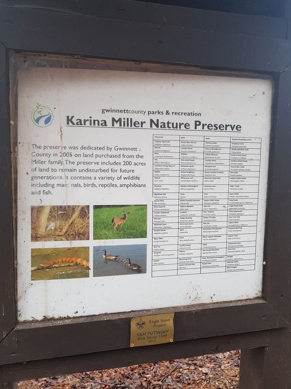Karina Miller Nature Preserve Marker image. Click for full size.