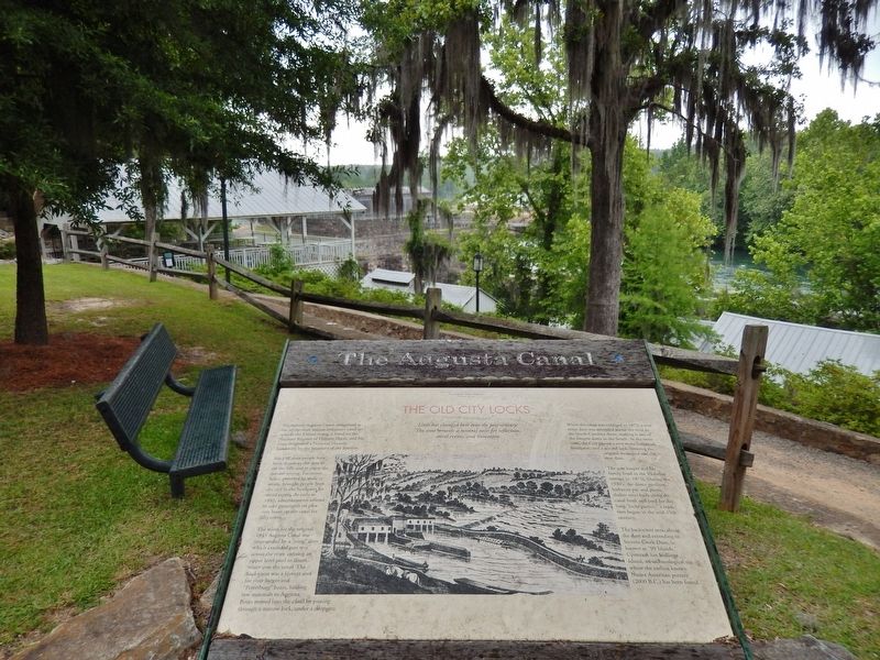The Augusta Canal Marker (<i>wide view; overlooking the Dance Pavillion</i>) image. Click for full size.