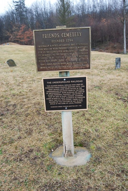 Friends Cemetery / The Underground Railroad Marker image. Click for full size.