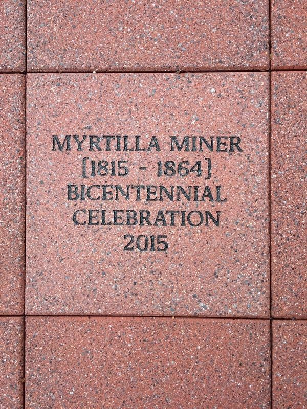 Block commemorating Myrtilla Miner on the campus of the University of the District of Columbia image. Click for full size.