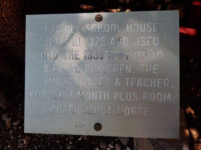 Frijole School House Marker. Click for full size. Frijole School House Marker image. Click for full size.
