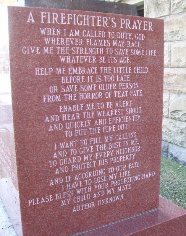 Benjamin Franklin Firefighter Memorial Prayer image. Click for full size.