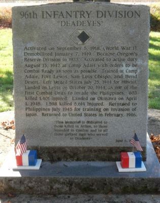 96th Infantry Division Marker image. Click for full size.