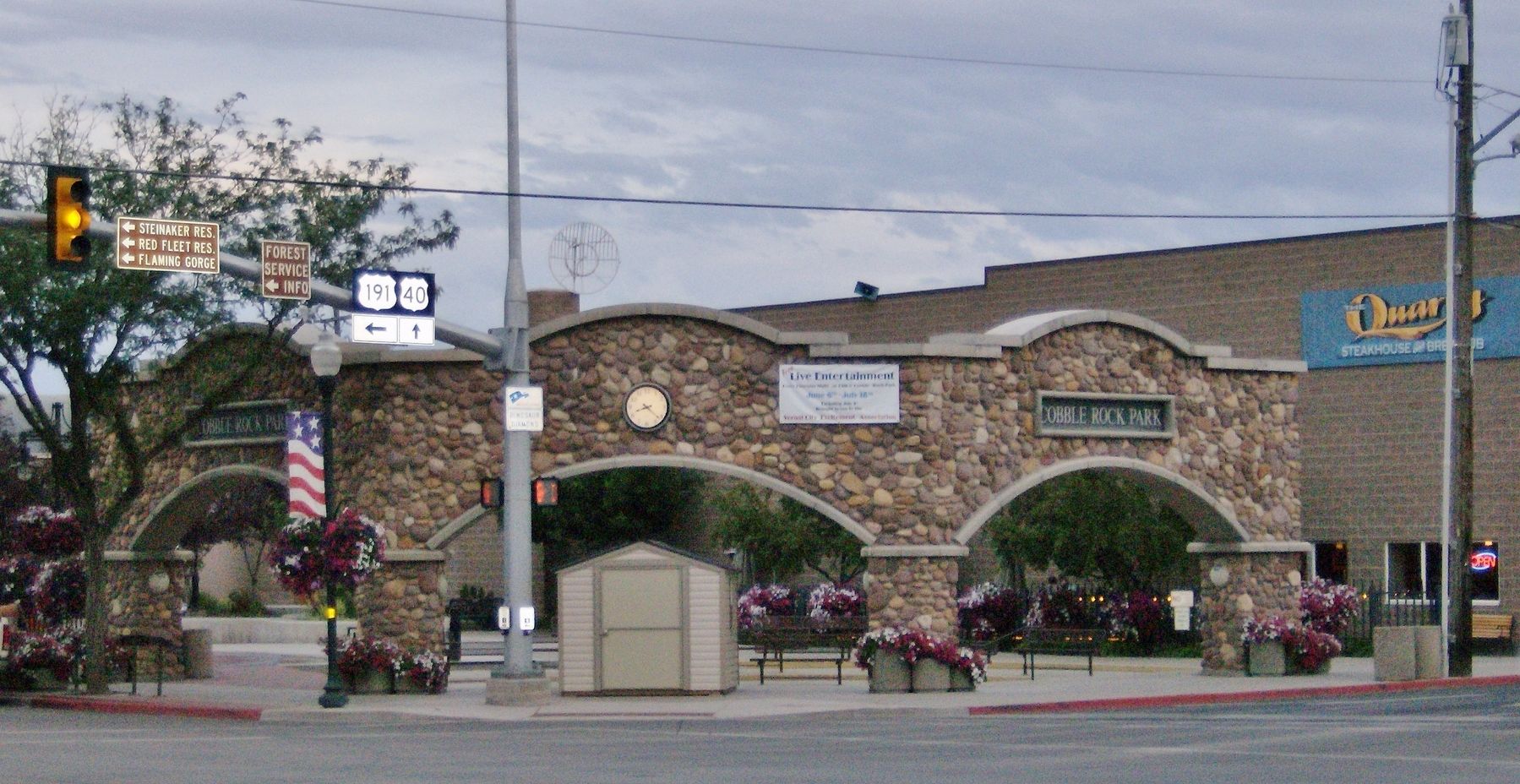 Cobble Rock Park (<i>former site of Cobble Rock Gas Station; view from marker</i>). Click for full size. Cobble Rock Park (<i>former site of Cobble Rock Gas Station; view from marker</i>) image. Click for full size.